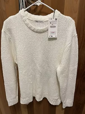 NWT Zara Men’s Sweater White Round Neck Size Medium From Europe • $32.99