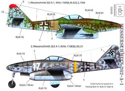 Hungarian Aero Decals 1/32 MESSERSCHMITT Me-262A-1 Jet Fighter • $10.99