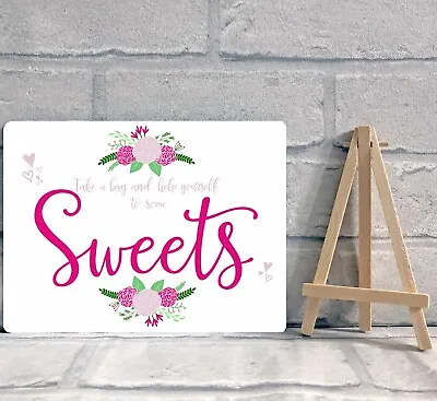 £8.95 • Buy A5 Sweet Table Candy Stall Cart Buffet Sign Wedding Party - Pink / Blue / Lilac
