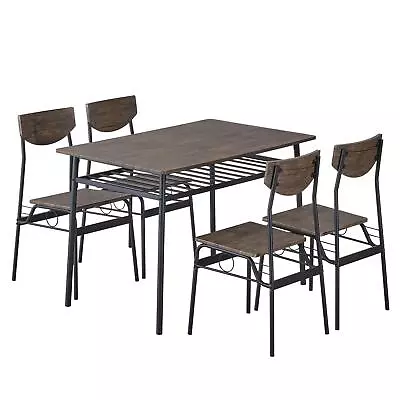 5 Piece Dining Table Set 4 Chair Metal Frame Kitchen Dinette Home Decor • $158.79