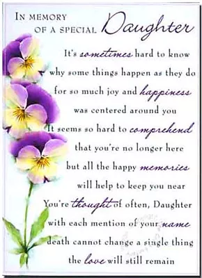 Grave Card / Bereavement / Memoriam - DAUGHTER - FREE Holder-M07 • £1.85