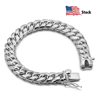 925 Solid Sterling Silver Men's Miami Cuban Link Chain Bracelet 10mm 7.5  • $49