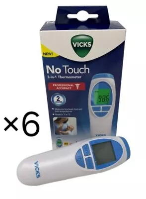 NEW SEALED 6PK Vicks No Touch 3-in-1 Thermometer Measures Forehead/Food/Bath A2 • $28.99