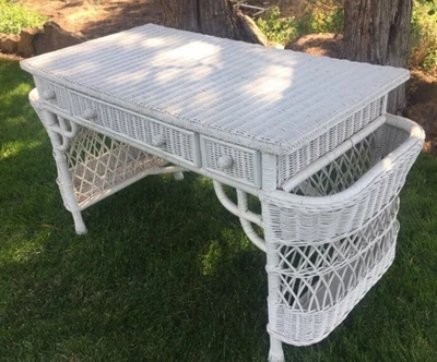 $900 • Buy  Vintage Henry Link White Wicker Desk- Smithsonian Collection