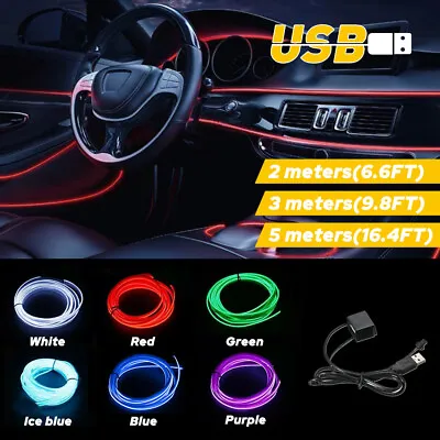 5M Cold White LED Car Interior Decor Trim Atmosphere Wire Strip Light Lamp Dash • $9.99