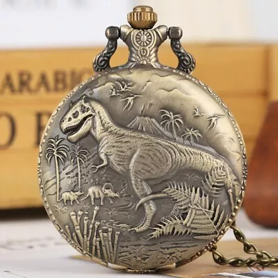 Bronze Steampunk Quartz Pocket Watch With Chain For Kids Men Women Full Hunter • £5.15