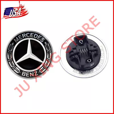 57mm Black Flat Hood Ornament Badge Emblem For Mercedes Benz C-class W205 W204 • $22.07