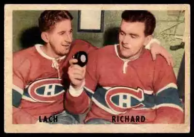 1953-54 Parkhurst Maurice Richard/Elmer Lach Montreal Canadiens #30 . • $118.19