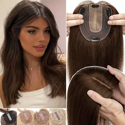 CLEARANCE Hair Topper 100% Remy Human Hair Toupee Hairpiece Silk Mono Base Wig A • £44.44