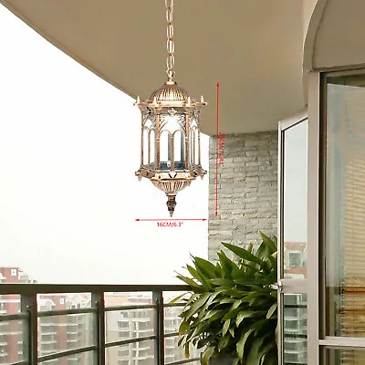 Retro Outdoor Pendant Light Vintage Lantern Yard Hanging Lamp Fixture Waterproof • $34