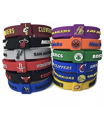 NBA Silicone Wristband Adjustable Clasp Bracelet Cavaliers Warriors Celtics LA • $9.99