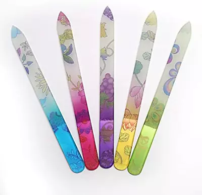 5 Pack Glass Nail File With Case Crystal Fingernail Files Double Sided Finger • $8.41