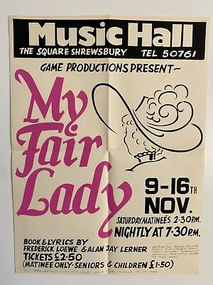 My Fair Lady Music Hall The Square Shrewsbury Original Poster - GC • £18
