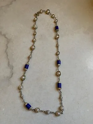 J. Crew Pearls Beads And Crystals 26 Inch Necklace Blue Laying Piece Or Double • $15