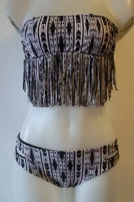 Womens L *space Black And White Pattern Strapless Bikini Sz S/m * • $25.99