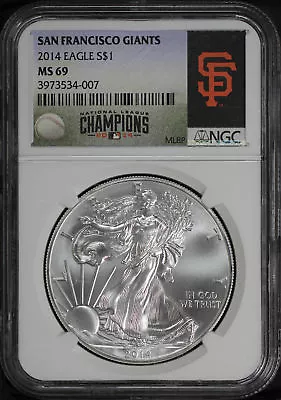 2014 Silver Eagle NGC MS-69 MLB San Francisco Giants Label • $59