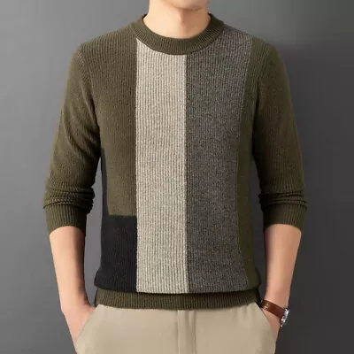 100% Wool Sweaters Men Warm Fashionable Half Turtleneck Pullover Round Neck Tops • $93.59