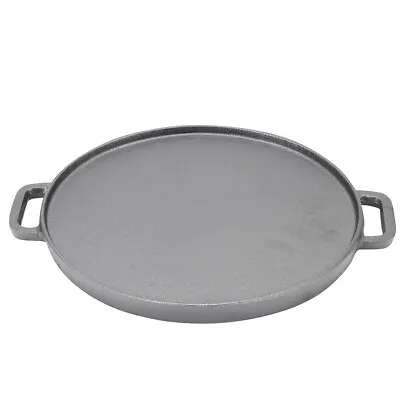 Cast Iron Reversible Griddle Plate Non-Stick Campfire Charcoal BBQ Pancake Grill • £15.95