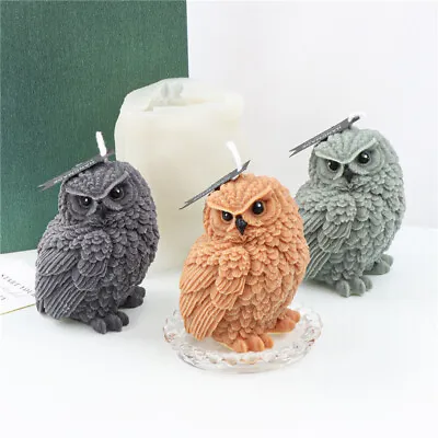 £10.69 • Buy Tilted Head Owl Candle Mold Silicone DIY Aroma Decor 3D Handmade Crafts Mould
