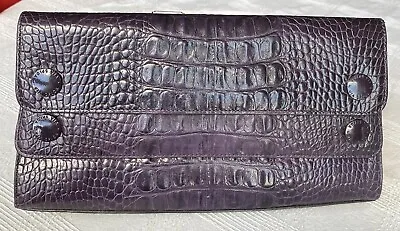 VIA SPIGA Purple Croco Leather Medium Clutch Bag • $20