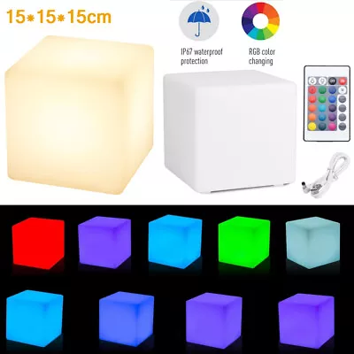 LED Cube Table Lamp 16 Colors Night Light RGB Square Decor Glowing USB Desk Lamp • $15.98