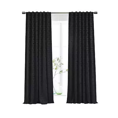 Jacquard Velvet Blackout 84  Single Curtain Panel Rich Black Polyester • $21.84