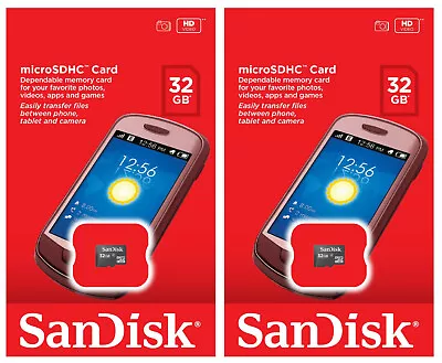 2 X SanDisk 32GB MicroSD Class 4 TF Micro SD Memory Card SDSDQM-032G Retail • $9.85