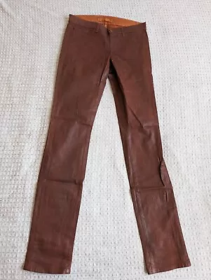 J. Brand Jeans Women 28 Brown Pencil Leg Turbulent Coated Clay Stretch USA Made • $31.44