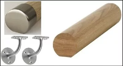 £71 • Buy Wall Mop-stick Oak & Brushed Fittings Handrail Kit Quality Uk Manufactured!