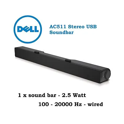 Soundbar Dell Speakers AC511 Dell Monitor E2214H E2314H P2014H P2214H P2314H • $134.73