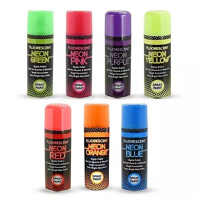£5.99 • Buy 200 Ml Bright Neon Spray Waterproof Fluorescent Matt Finish DIY Spray Can