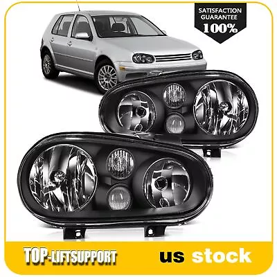 Fits 1999-2006 Volkswagen VW Golf Cabrio Headlights Black Housing Headlamps Pair • $69.99