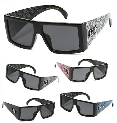 Mens Locs Rectangular Lowrider Biker Flat Top Large Frame Bandana Sunglasses • $10.99