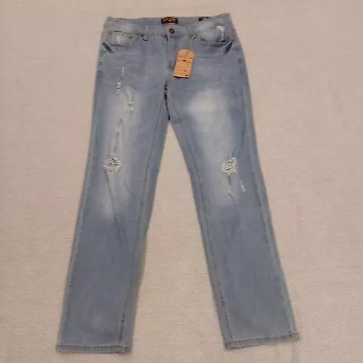 Ring OF Fire Jeans Men's Blue Distressed Slim Fit Denim Pants Size 33 X 30 • $24.99