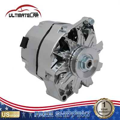 $71.96 • Buy Alternator For 110Amp Chrome 1 Wire Self Exciting Street Rod GM 305 350 BBC SBC