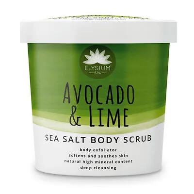Avocado & Lime Sea Salt Body Scrub Natural Exfoliants Smooth Skin Vegan Friendly • £7.45