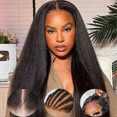 UNice Yaki Straight Bye Bye Knots Glueless Wigs Human Hair Pre Cut Lace Wear Go • $140.50