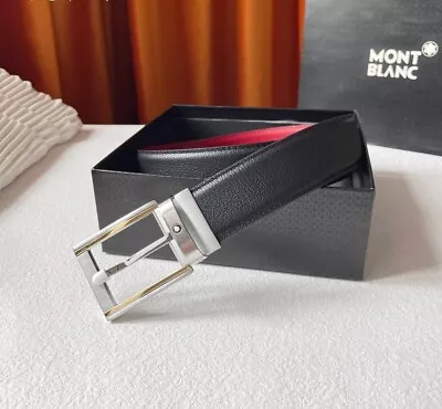 MONTBLANC Rectangular 35mm Black-Red Cut-to-Size Casual Belt • $199.99