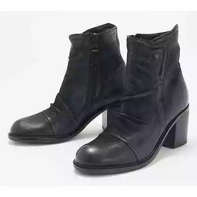 New Miz Mooz Womens Jordy Leather Heeled Boots Black Size EU 36 US 5.5-6 • $134.99