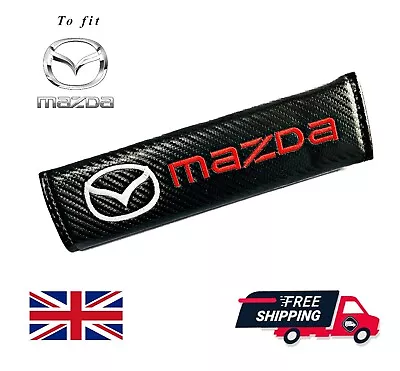 Compatible With Mazda Car SeatBelt Cover Shoulder Pads Strap Carbon Fibre X1 • £4.99