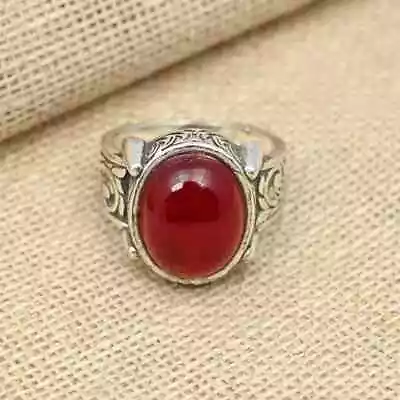 Carnelian Men's Ring 925 Sterling Silver Statement Unisex Gift Ring All Size D9 • $10.74