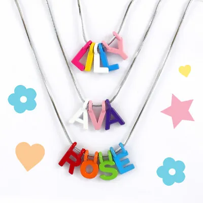 Personalised Girls Custom Name Necklace Alphabet Letter Silver Chain For Kids • £3.50
