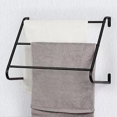 Wall Mounted 3 Tier Towel Bar Rack Black • $15.08