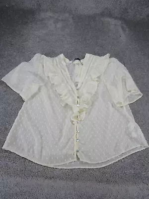 Zara Shirt Womens Small Ivory Short Sleeve Lightweight Blouse NEW • $19.99