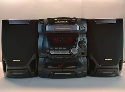 Panasonic SA-AK15 5 CD Changer/Dual Cassette Stereo Receiver+ Speakers WORKS • $185