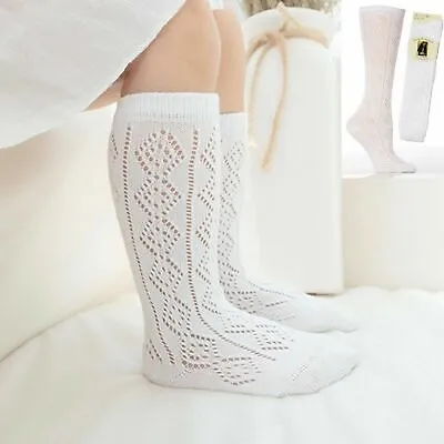 £2.97 • Buy New 1-3 Pairs Girls White Pelerines Socks Long Back To School Knee High Pelerine