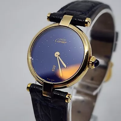 Vintage Must De Cartier Lapis Lazuli Womens 30mm Vermeil Swiss Watch • $1139.95