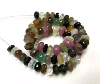 AFGHANI TOURMALINE Multi Faceted Rondelle Beads Multi Tourmaline Gemstone Beads • $131.66