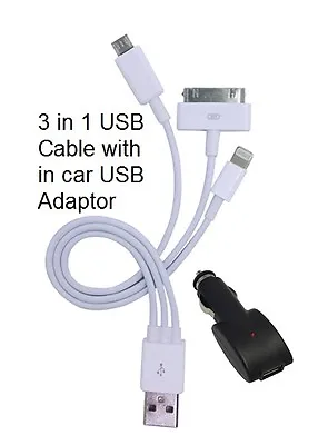 Multi Transfer USB Charger Lead Cable For IPhone 4 4S 5 & 5s Ipod Ipad 12v Car • £34.99