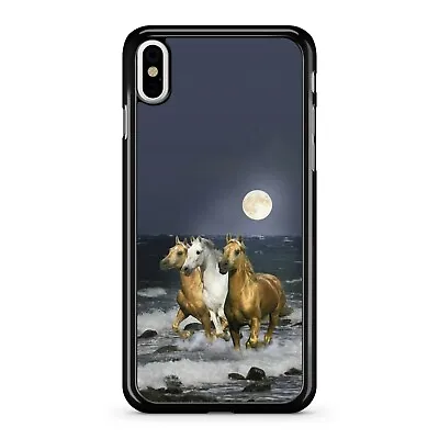 $19.15 • Buy White Brown Galloping Horses Ocean Full Moon Phone Case Cover